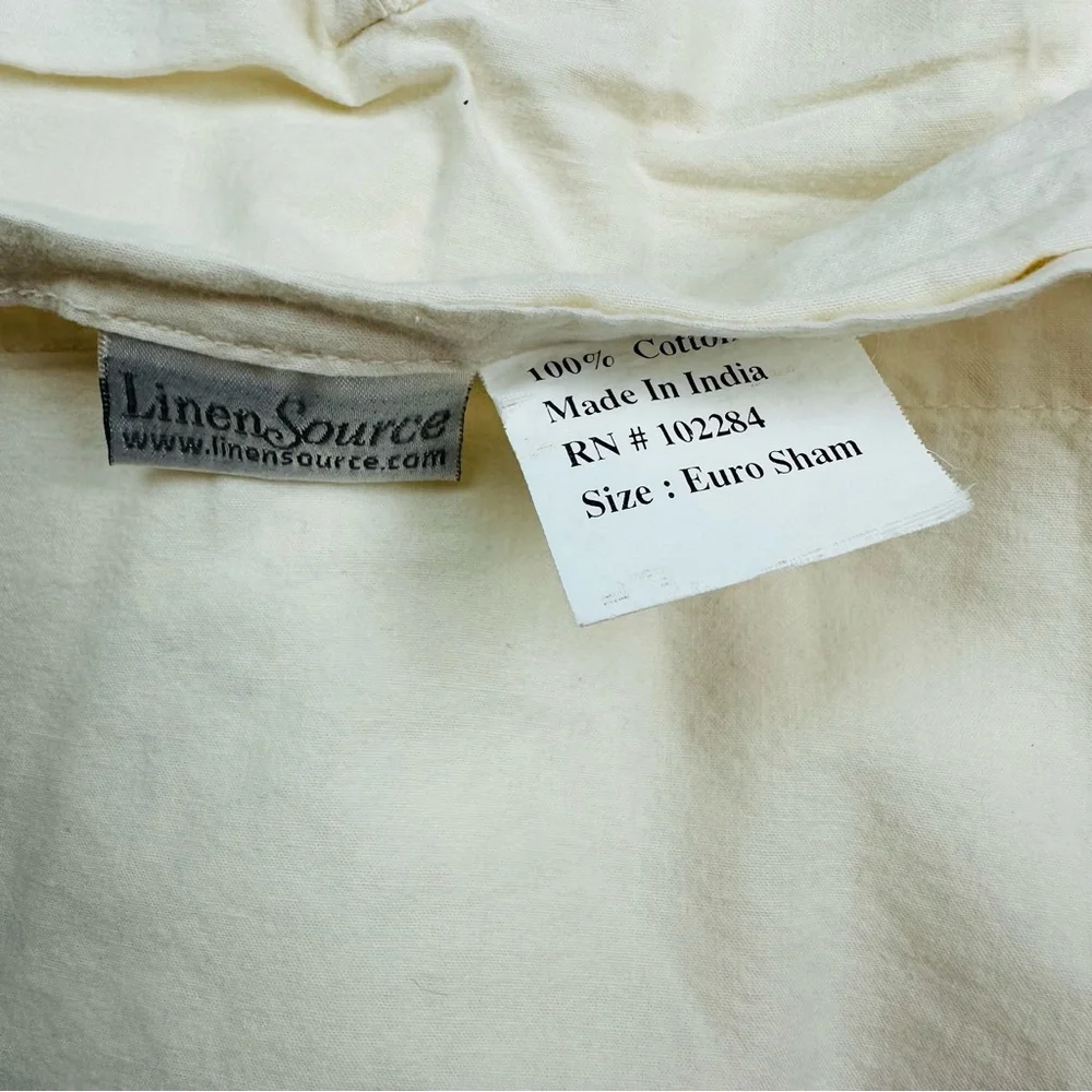 Linen Source Ivory Quilted Cotton Euro Sham Pillow Case